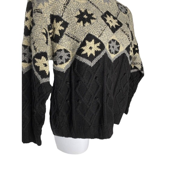 Robert Scott Sweater Sz XL Ski Black Blue Wool Blend Chunky Knit - Picture 2 of 6